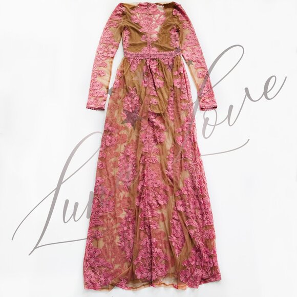 FOR LOVE & LEMONS x FREE PEOPLE Temecula Maxi Dress In Pink NWT - Picture 8 of 13